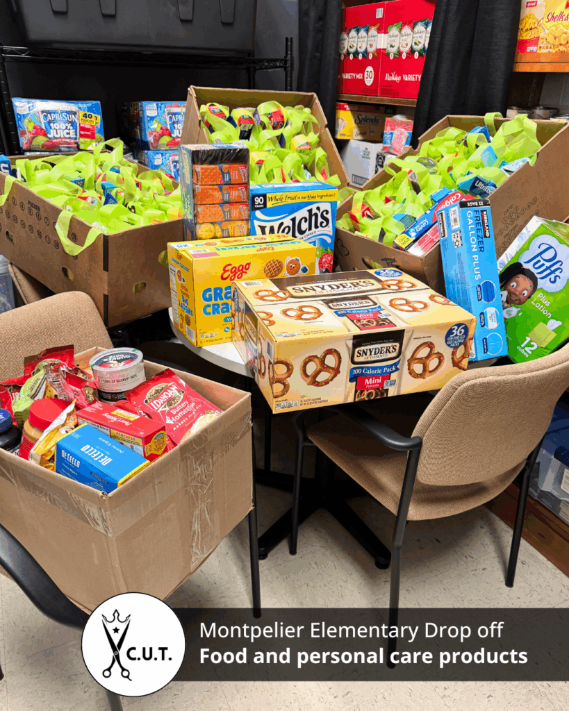 Food and personal care items dropped off at Montpelier Elementary